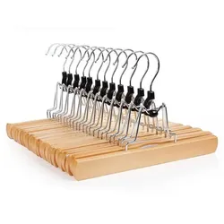 Songmics Holz-Hosenbügel natur 12 Stück beige