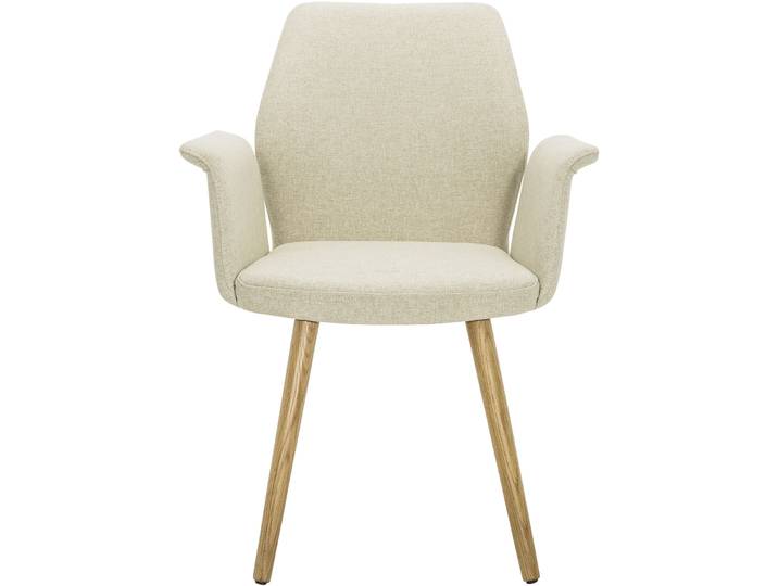 Armlehnstuhl Elonie Beige, Braun Stoff, Holz - Armlehnstuhl