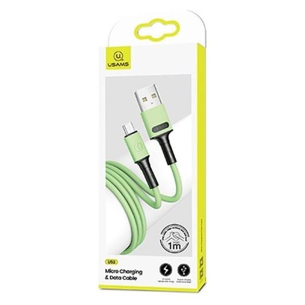 Usams Kabel U52 microUSB 2A Fast Charge 1m zielony/green SJ435USB02 (US-SJ435) (1 m, USB 3.2 Gen 1) (SJ435USB02)