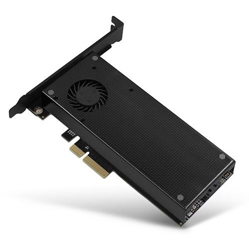 AXAGON PCEM2-DC PCIe-3.0-x4-Adapter, 1x M.2-NVMe, 1x M.2-SATA, bis 22110 - aktive Kühlung