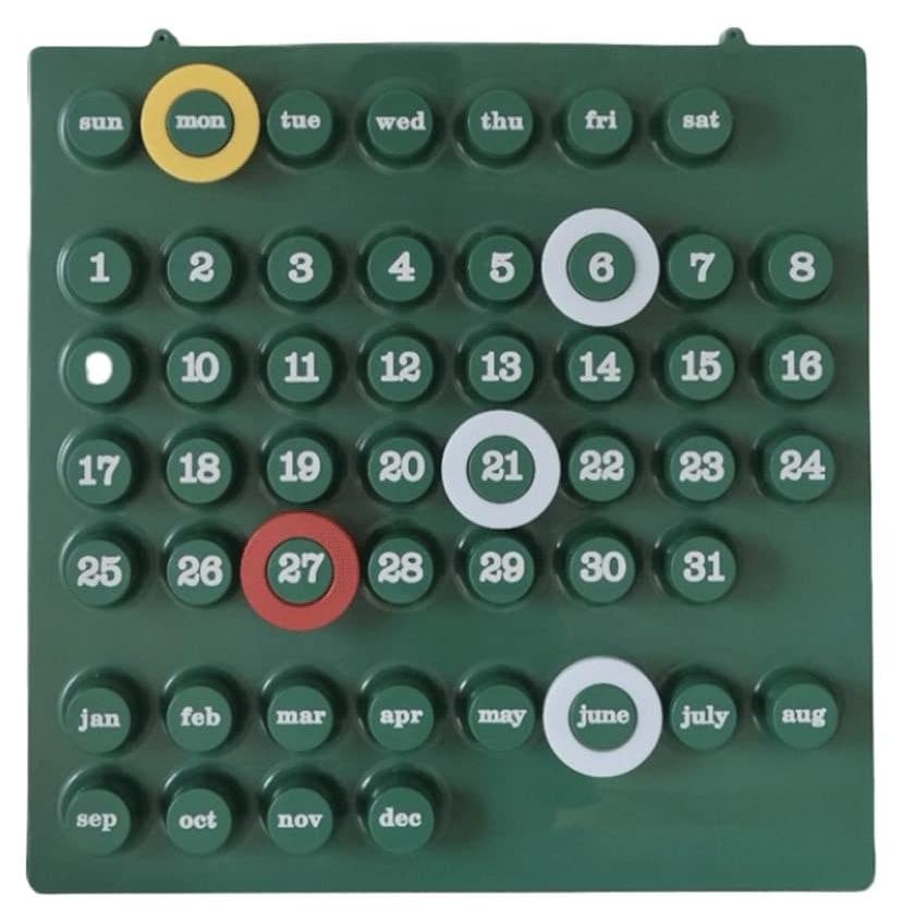 Minimalistische Perpetual Desk Kalender voor volwassenen - Groen/Wit