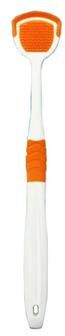 Inspired Living SoftFlex Silicone Tongue Scraper & Brush Reusable Silicone Tongue Cleaner For Fresh Breath Oral Care orange