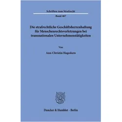 Hagedorn:Die strafrechtliche Geschäftsh, Fachbücher von Ann-Christin Hagedorn