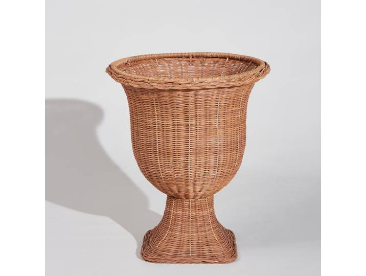 Große Vase/Schale aus geflochtenem Rattan, H57