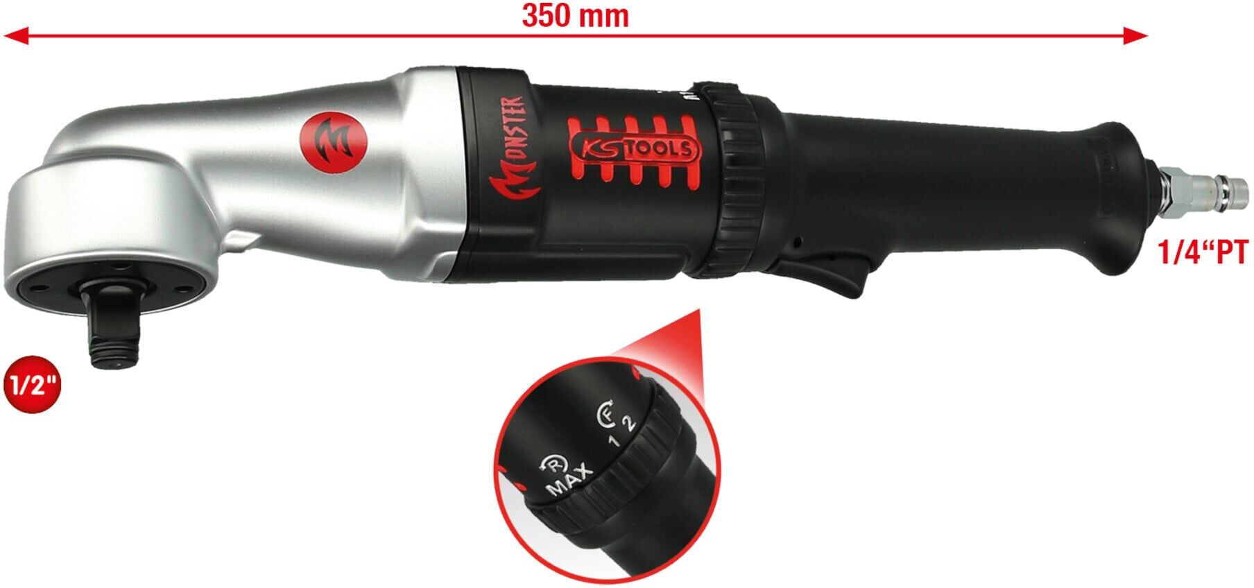 KS Tools Druckluft-Schlag-Ratschenschrauber MONSTER 1/2 271 Nm, 5151625 (515.1625)