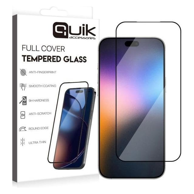 Quik Shade Quik Accessories Full Cover Tempered Glass for Apple iPhone 17 Pro Max (Apple iPhone 17 Pro Max) (QK-TG-IPH-17-PRM)