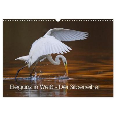 Eleganz in Weiß - Der Silberreiher (Wandkalender 2026 DIN A3 quer), CALVENDO Monatskalender