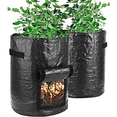 2er-Pack Gemüsepflanzbeutel aus PE-Behälter, 10 Gallonen, Kartoffelpflanzbeutel mit Klappe und Griffen, Pflanztöpfe für Zwiebeln, Obst, Tomaten, Karotten