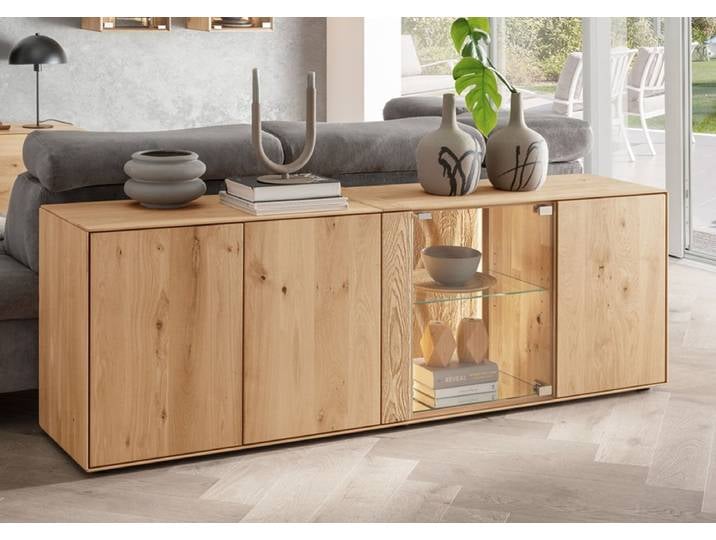 Sideboard inkl. Beleuchtung 182x61cm 'Kingston' Wildeiche massiv