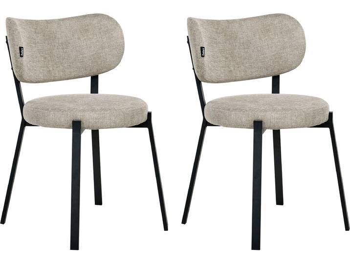 BELIANI Set mit 2 Esszimmerstühlen beige Stoffbezug gepolstert mit schlanken Metallbeinen
