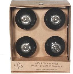 IH Casa Decor Decorative Smooth Ceramic Knob Set Of 4 Black