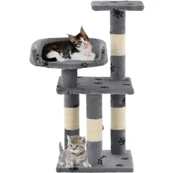 vidaXL Zapenum (65 cm, Grau mit Pfoten-Muster), Katzenbaum
