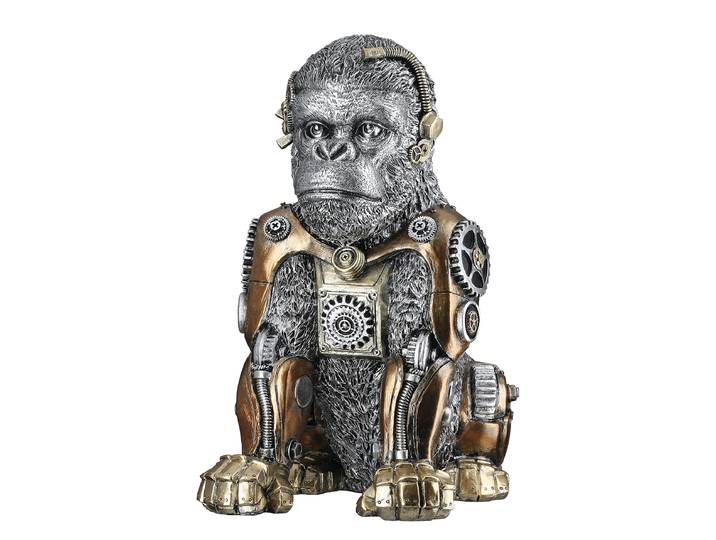 Figur Steampunk Gorilla Gorilla 18 x 31 x 24cm Silber