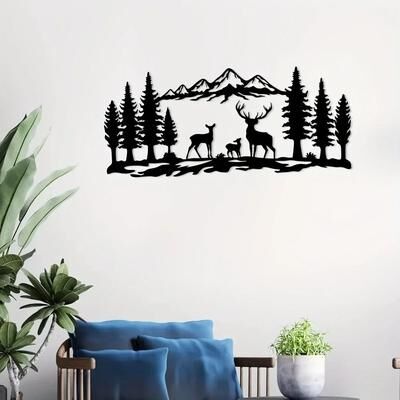 Uplift Essentials Mountain Forest Metal Wall Art bicycle