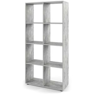 Vicco Bücherregal Scutum, beton grau, aus Holz, 8 Fächer, 72 x 143 x 29cm