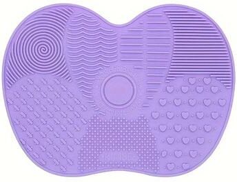 Uplifted Goods Silicone Apple Shaped Makeup Brush Cleaner Pad With Suction Cup purple