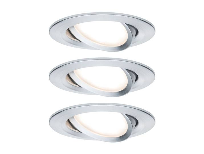 Nova Coin, lot de 3 spots ronds orientables, aluminium tourné - Paulmann - Couloir - Moderne - Métal - À ampoule unique