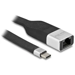 Delock USB C – RJ45 (Thunderbolt 3, USB-C, RJ45 (1x)), Netzwerk Adapter, Silber, Schwarz