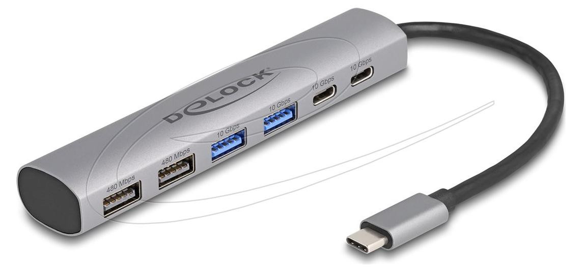 DeLOCK 64232 USB-Hub 6-poorts grijs