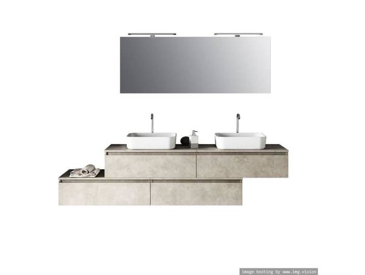 Ensemble de salle de bain double vasque 9 pièces ASTRA havane