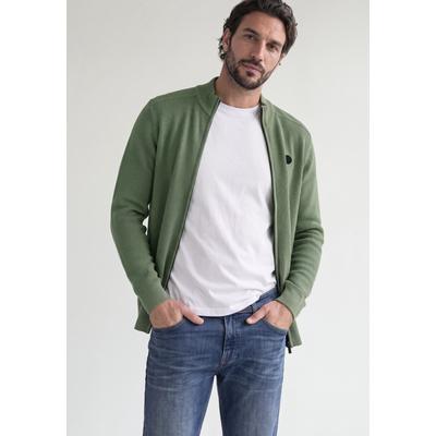 Cardigan STREET ONE MEN, Herren, Gr. XL (44), willow grün, Web, 100% Baumwolle, unifarben, normal normal, hoch geschlossener Ausschnitt, Rippbündchen, Strickjacken, mit Stehkragen