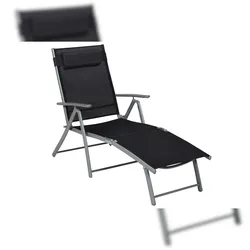 Merxx Deckchair Set 2tlg., 1 Sessel, 1 Kopfkissen, Aluminium/Stahl/Textil, Silber/Schwarz