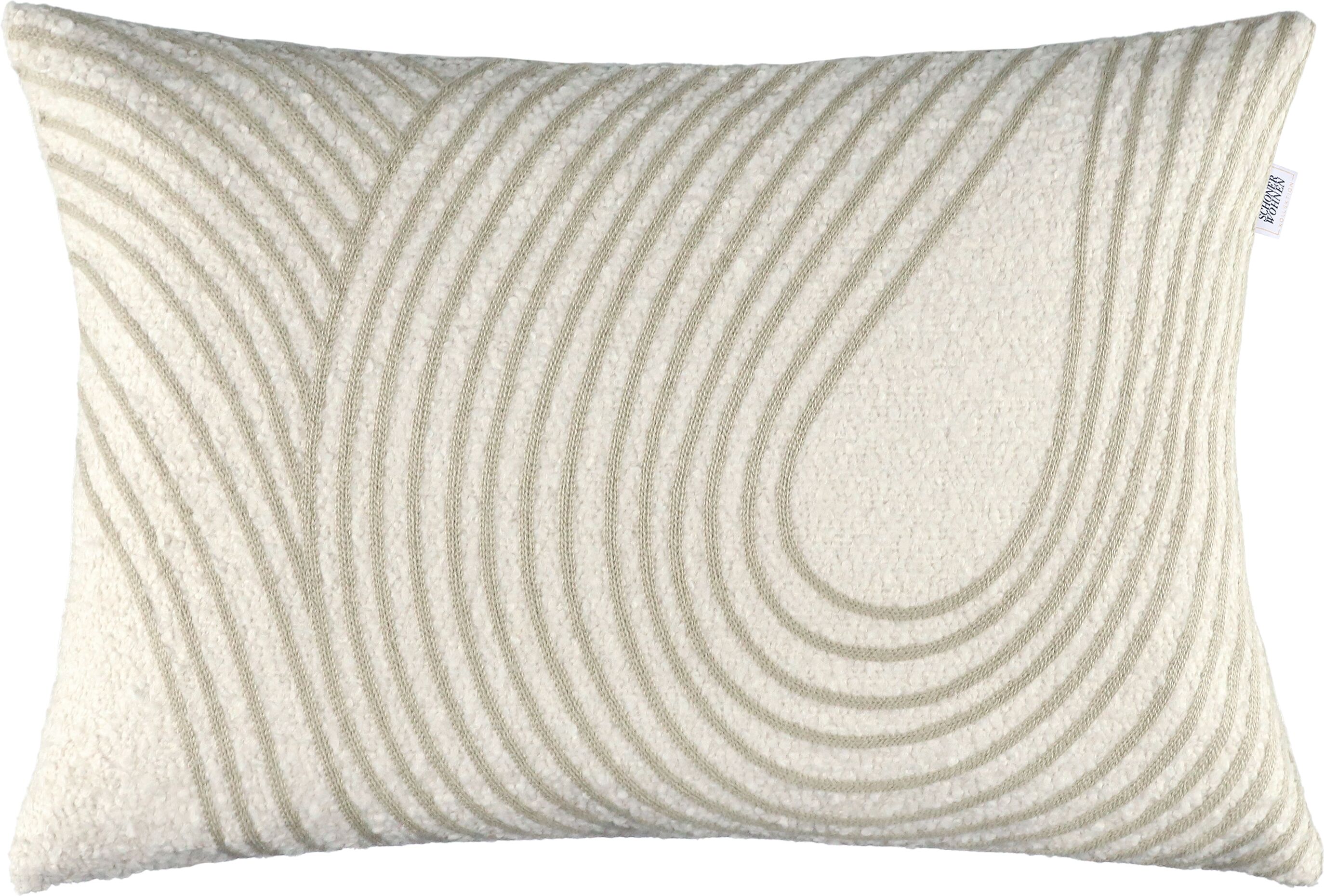 Dekokissen "Lasso", beige (sanftes weiß, bestickt), B:58cm H:1cm L:38cm, Polyacryl, Polyester, Wolle, SCHÖNER WOHNEN-KOLLEKTION, Dekokissen_Sitzkissen_Kissenhüllen, Dekokissen, mit Wollanteil