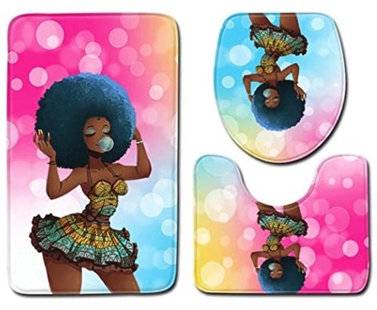 3-delige antislip badmat set voor de badkamer met wc mat en voetstuk mat