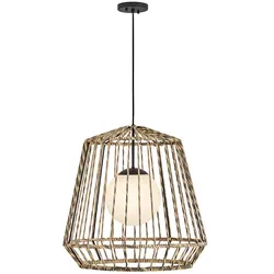 Elstead Lighting Arlen Outdoor Pendelleuchte Groß 610mm E27 Schwarz & Rattan IP44