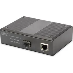 Digitus Industriellerl Gigabit Medien Konverter 10/100/1000BaseT zu 1000Base-X SFP Reichweite bis zu 80km, Data Converter