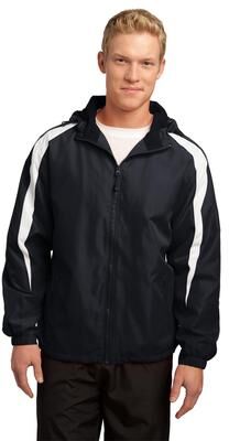 Sport-Tek JST81 Fleece-Lined Colorblock Jacket in Black/White size XS   Polyester