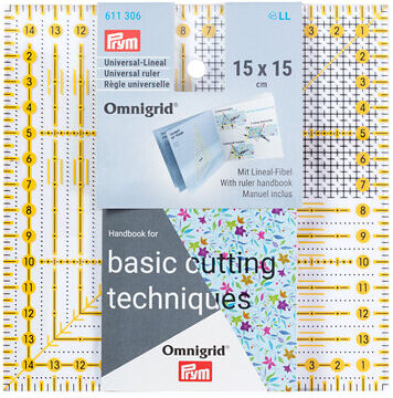 Prym Rollschneider-Lineal "Omnigrid", in cm-Einheit, Größe: 15 x 15 cm