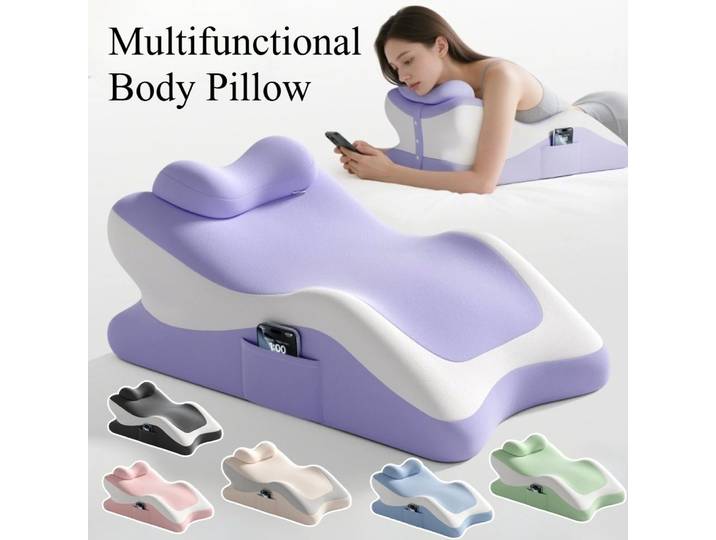 Oreiller corporel multifonctionnel grand format pour femmes, oreiller pour les jambes et la taille, en mousse à mémoire de forme, pour la lecture, le jeu, le repos au lit et le sommeil