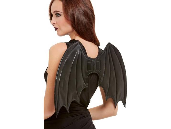 Smiffys Vleermuisvleugels, zwart 50cm/20in, Halloween verkleedaccessoire, vleermuis aankleden accessoires