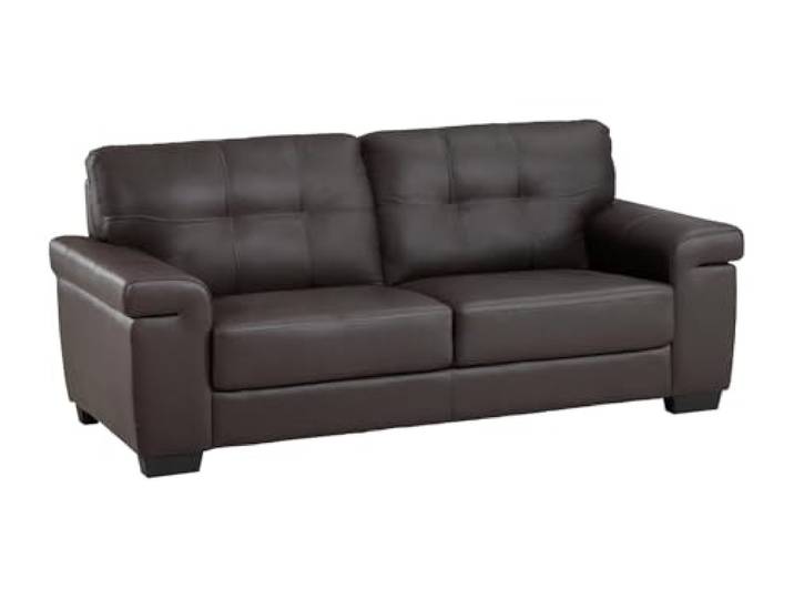 Vente-unique-Ledersofa 3-Sitzer - Braun - Hazel