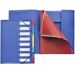 FolderSys Ordnungsmappe A4 PP 8 Fächer 3 Klappen blau
