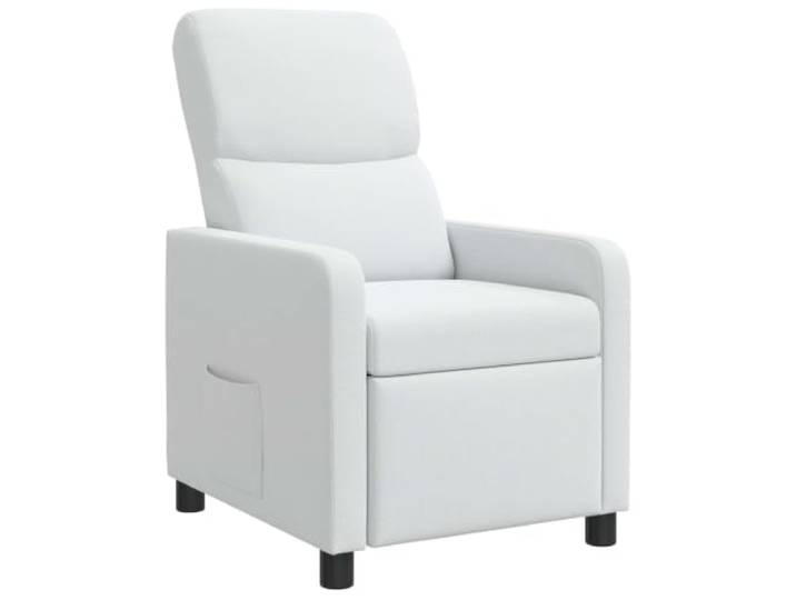 IBUQDDV Weißer Liegesessel mit Massagefunktion und Fernbedienung aus Stoff 115-160 Grad verstellbar, kabellose Fernbedienung, Schaum-Faser-Füllung, atmungsaktiver Polyester, feucht abwischbar