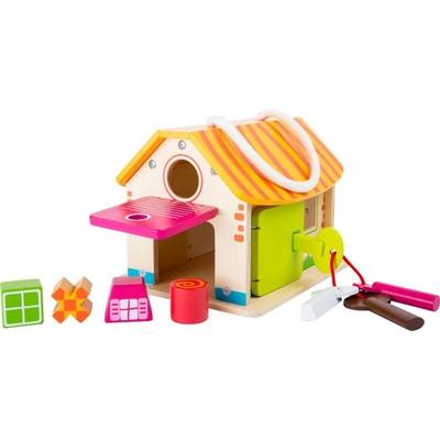 Small foot 10315 - Motorikhaus Stall, Steckspielzeug, Holz, 20x16cm, play&learn