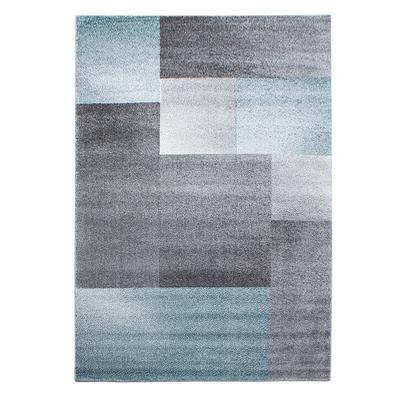 Carpetsale24 Kurzflor Teppich 140x200 cm Kariert Blau-Grau, Modernes Wohnaccessoire mit Muster, Raumgestaltung für Schlaf- oder Arbeitszimmer