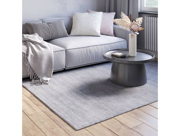 Wollteppich Isra , grau, B:290cm H:1,5mm L:200cm, Wolle, MYFLAIR MÖBEL & ACCESSOIRES, Teppiche, Wollteppich, Kurzflor, Handweb Teppich, meliert, reine Wolle, handgewebt