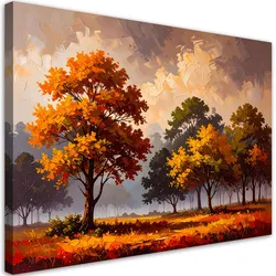 LEINWANDBILD Herbstwald Bäume Landschaft 100x70cm