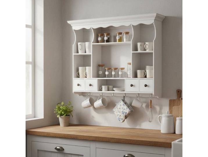 Armoire de cuisine suspendue, en bois, blanche