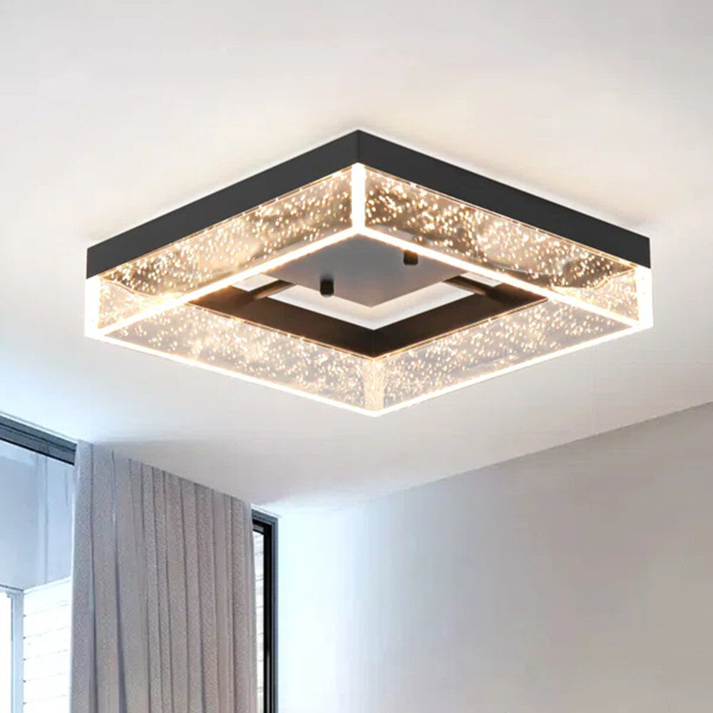Blue Elephant Agave 1-Light 30cm LED Flush Mount Black 8cm H X 30cm W X 30cm D