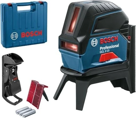 BOSCH Professional Akku-Kreuzlaser GCL 2-15, Halterung RM1, Halterung BM3, Koffer 0.601.066.E02 (3 × AA)