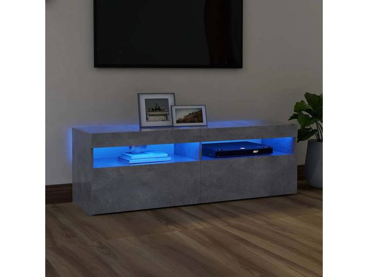 vidaXL TV-Schrank mit LED-Beleuchtung Betongrau 120x35x40 cm