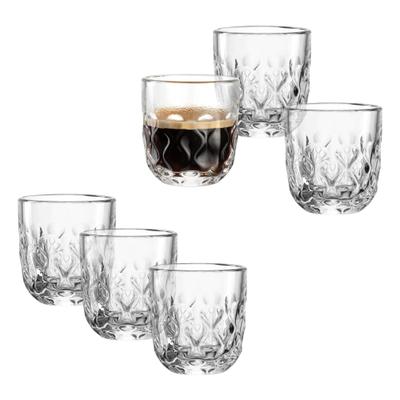 Espressoglas LEONARDO "GOCCE, 90 ml, 6er-Set", transparent, H:5,6cm Ø:5,2cm, Glas, Trinkgefäße, 2. Variante, mit Tropfenrelief