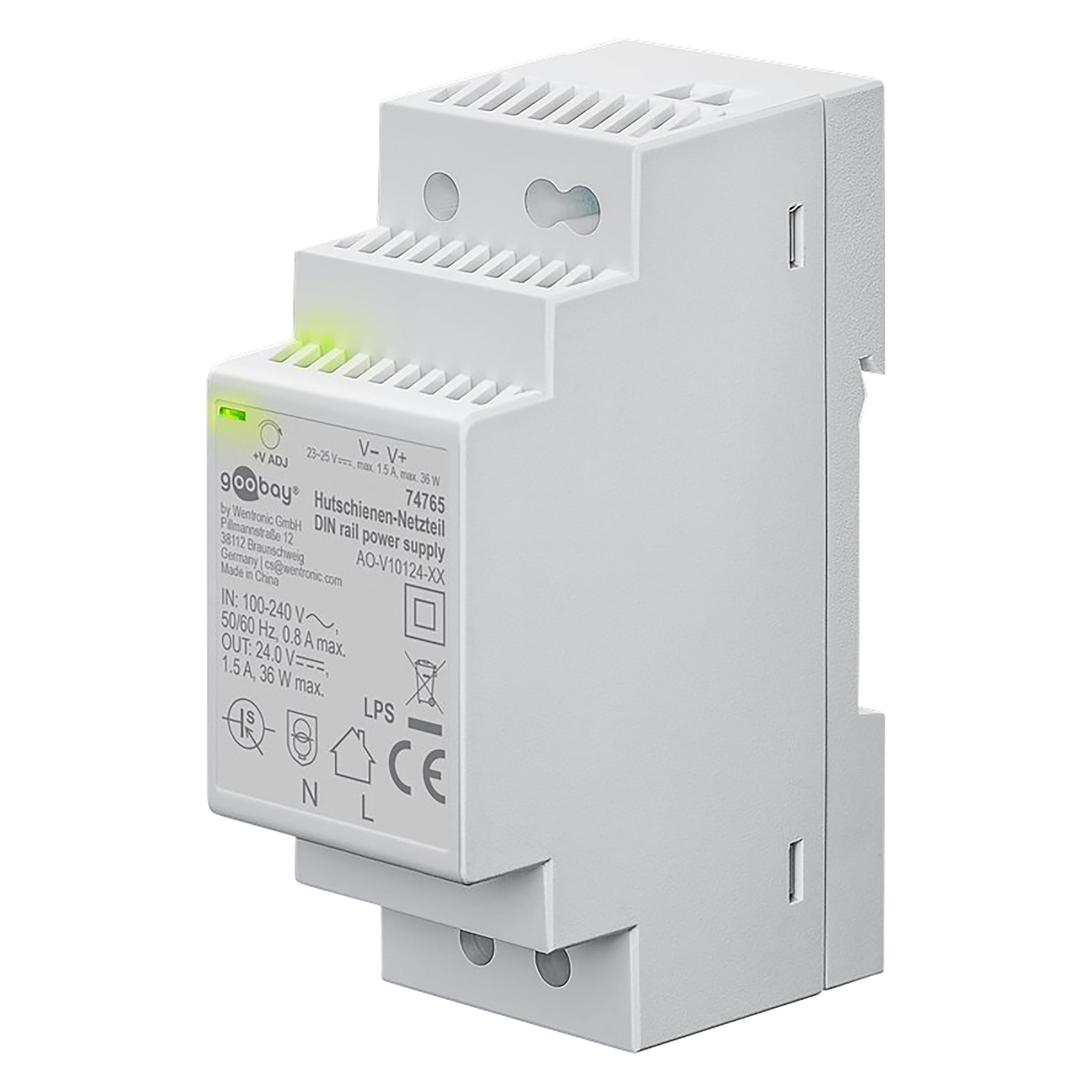 Goobay Hutschienen-Netzteil DIN-Rail 24 V DC, 1,5 A, 36 W (74765)