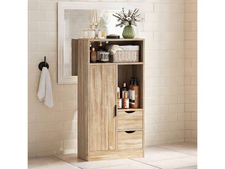 Meuble Bas De Salle De Bain Commode De Salle De Bain Semenier De Salle De Bain en Panneau de particules Bois naturel 50 x 25 x