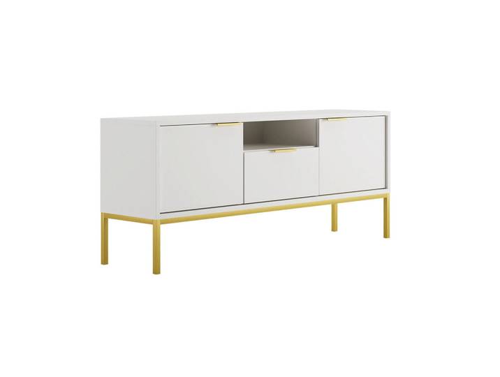 Petits-meubles Tv-Möbel Seattle Weiß, 135x56.4x33 cm, Wohnzimmer, TV Möbel, TV-Ständer