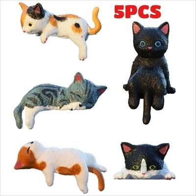 Uplift Essentials 5 Pack Mini Cartoon Cat Screen Edge Ornaments set 1